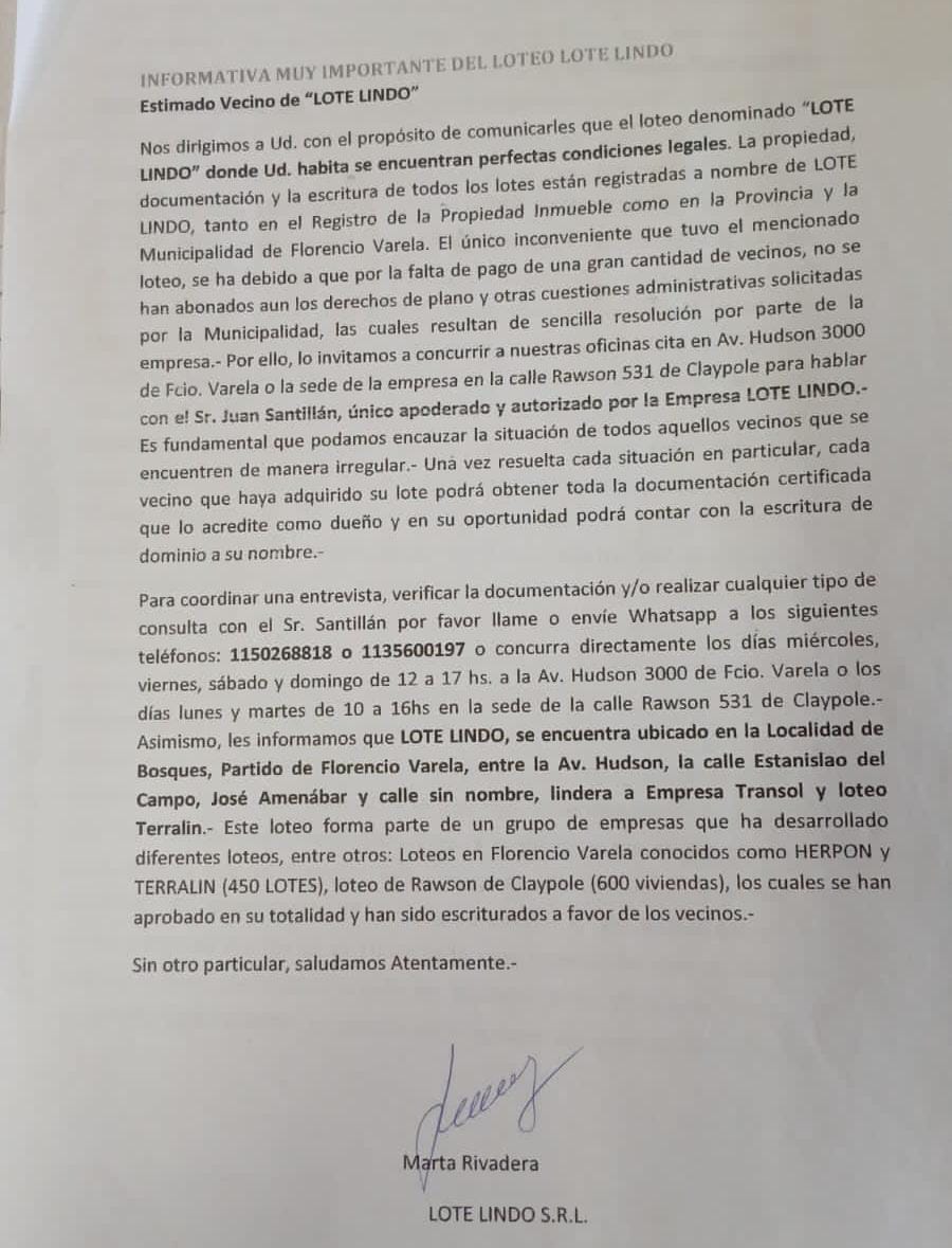 FLORENCIO VARELA, UNA CIUDAD DONDE VENDER LOTES TRUCHOS ES MUY FÁCIL